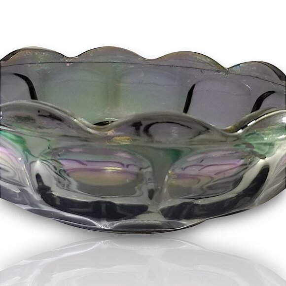 Carnival Glass Fruit Dessert Bowl Yorktown Green (Avocado) by Federal Glass - Picture 3 of 10